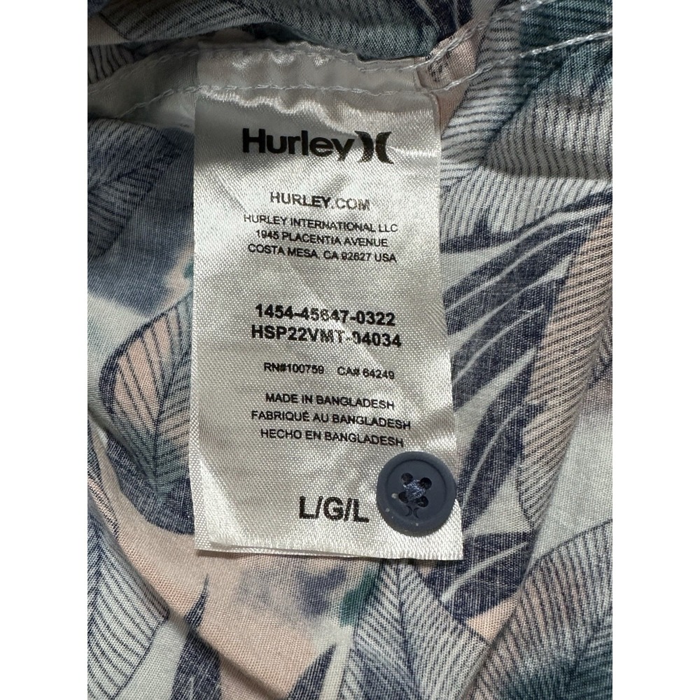 Hurley Shirt Men's L Multicolor Floral Hawaiian Button Up Short Sleeve Tropical - Picture 6 of 7